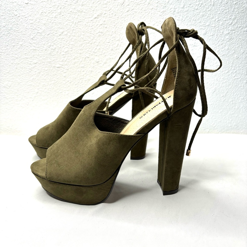 JUSTFAB Olive green platform heels size 8.5